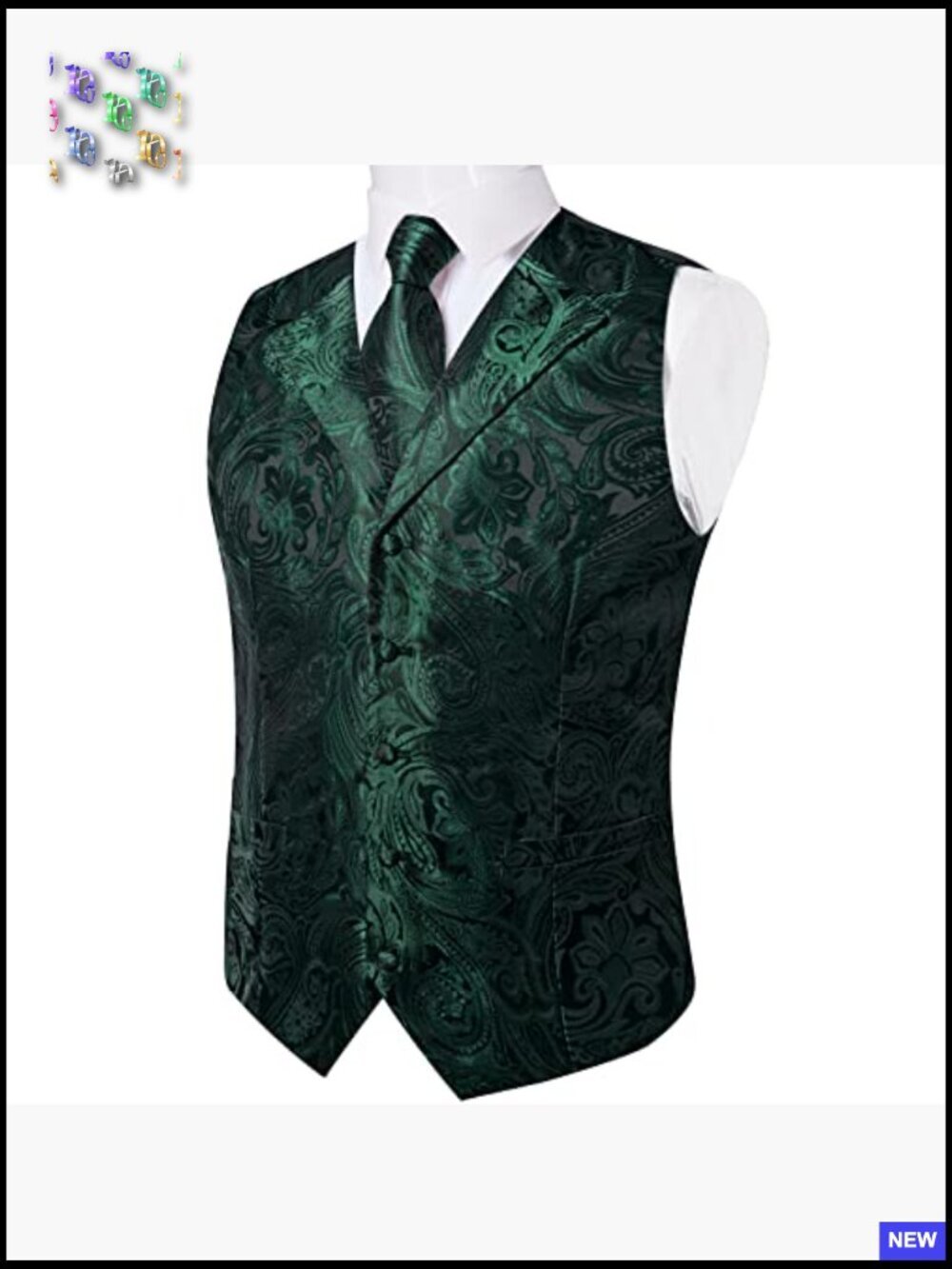 Men's Silk Paisley Vest Set Classic Formal Elegant Wedding Party Tuxedo - Picture 3 of 7